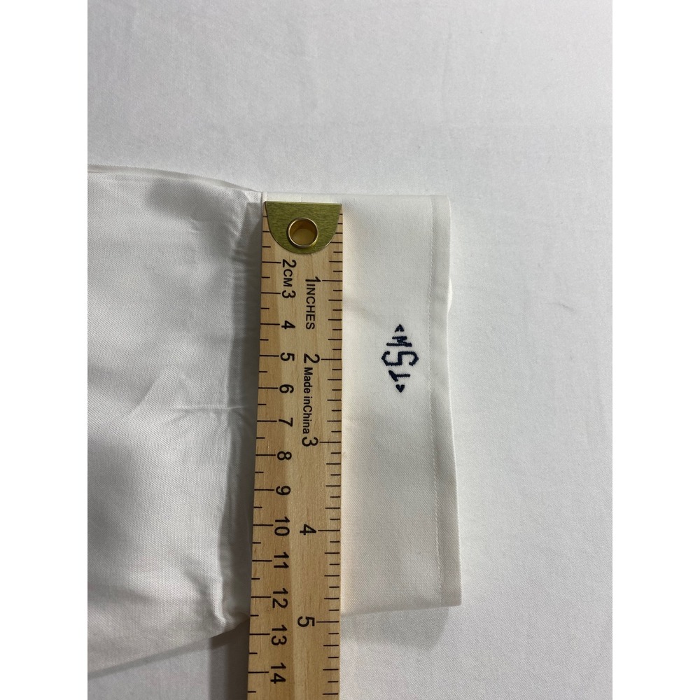Paul Fredrick Shirt 18 1/2 -36 White Pinpoint Cotton Mens Monogrammed TSW - Picture 7 of 8